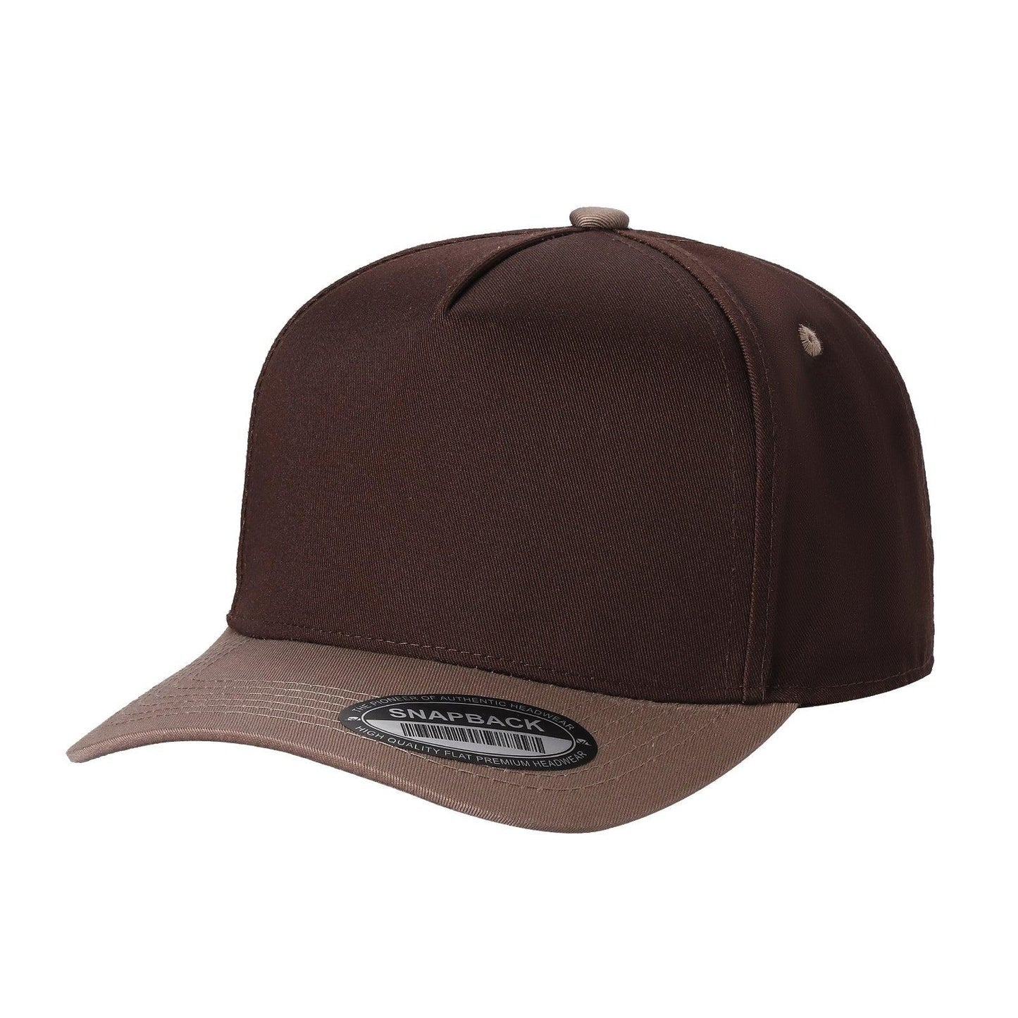 500 5 Panel Two-Tone Structured Snapback Cap Brown Khaki