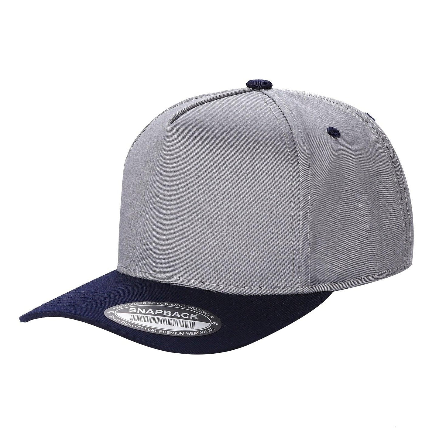 500 5 Panel Two-Tone Structured Snapback Cap Grey Navy