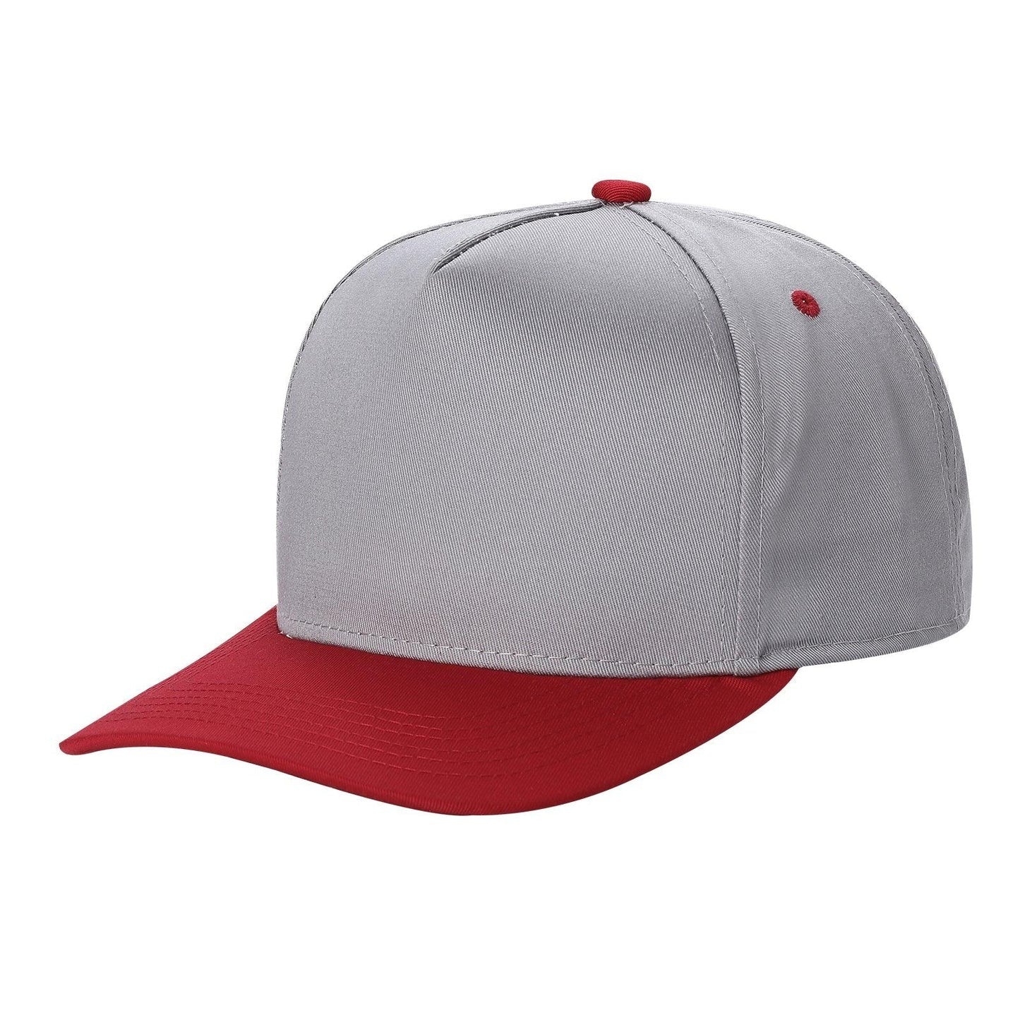 500 5 Panel Two-Tone Structured Snapback Cap Grey Red