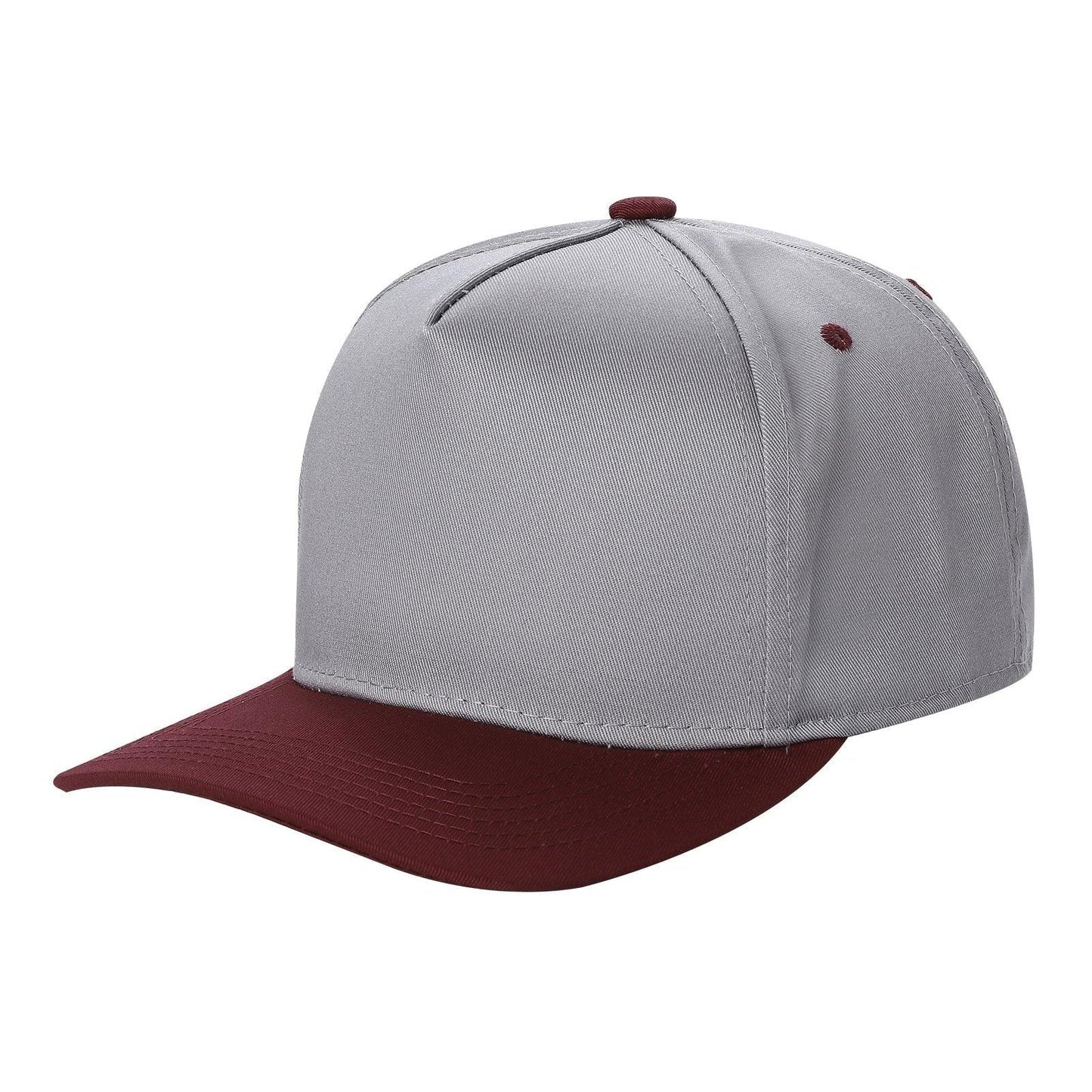 500 5 Panel Two-Tone Structured Snapback Cap Grey Wine