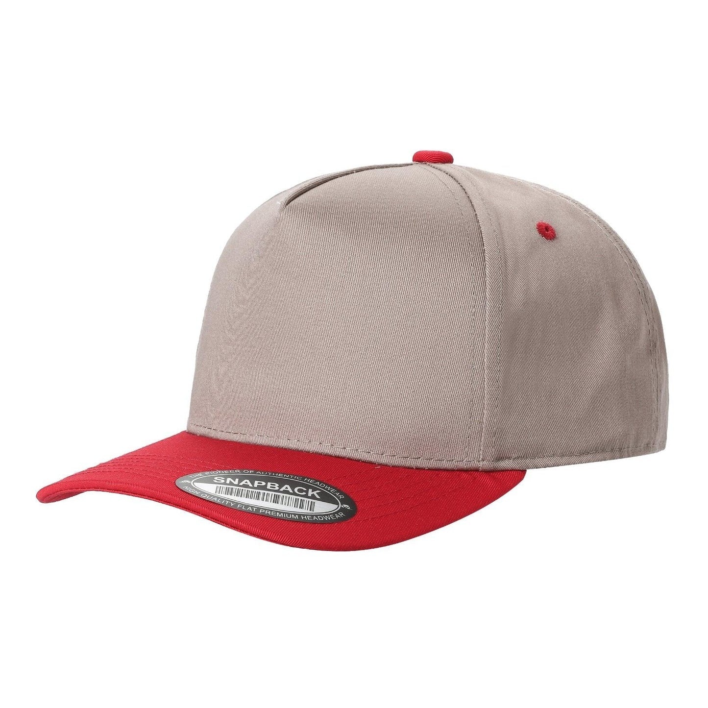 500 5 Panel Two-Tone Structured Snapback Cap Khaki Red