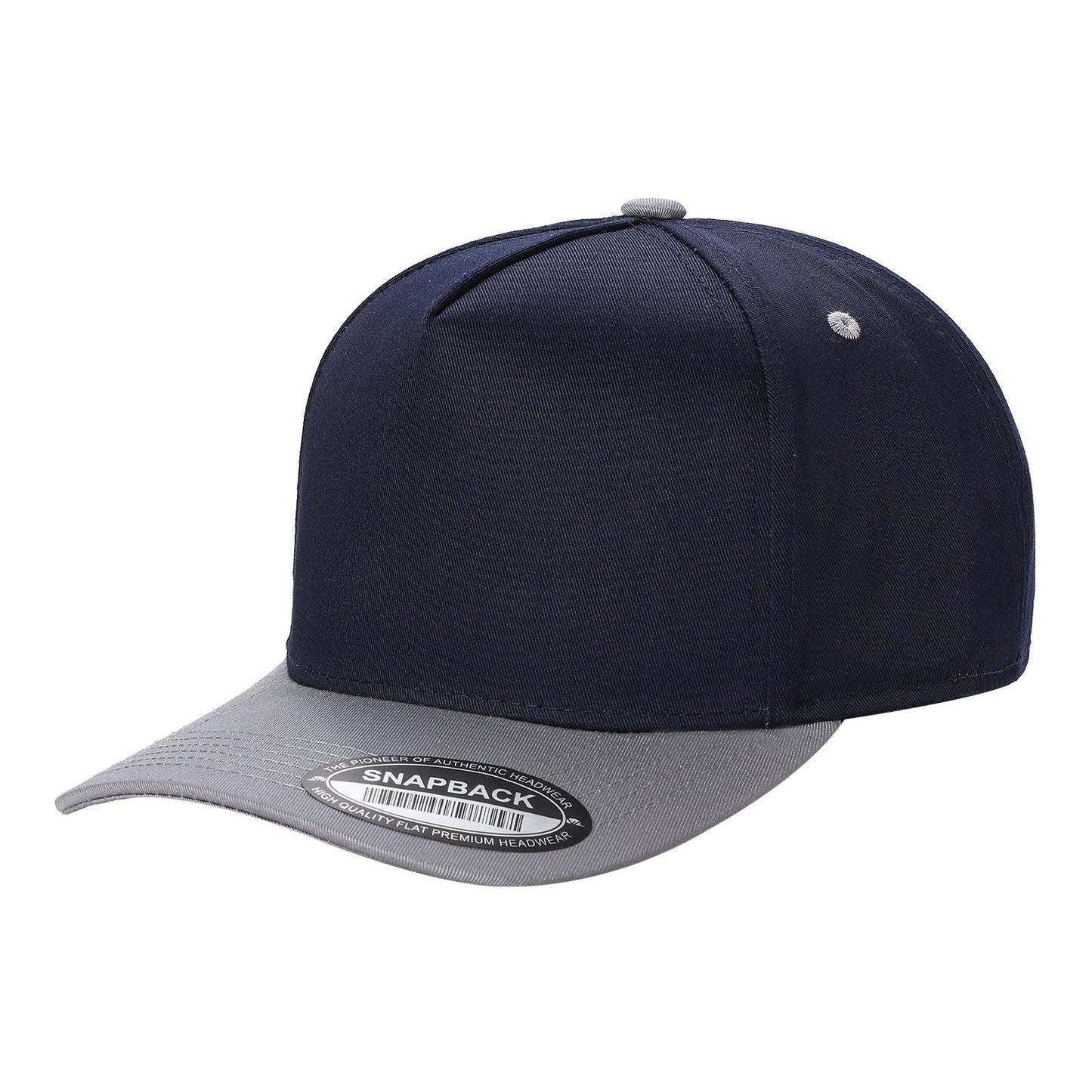 500 5 Panel Two-Tone Structured Snapback Cap Navy Grey