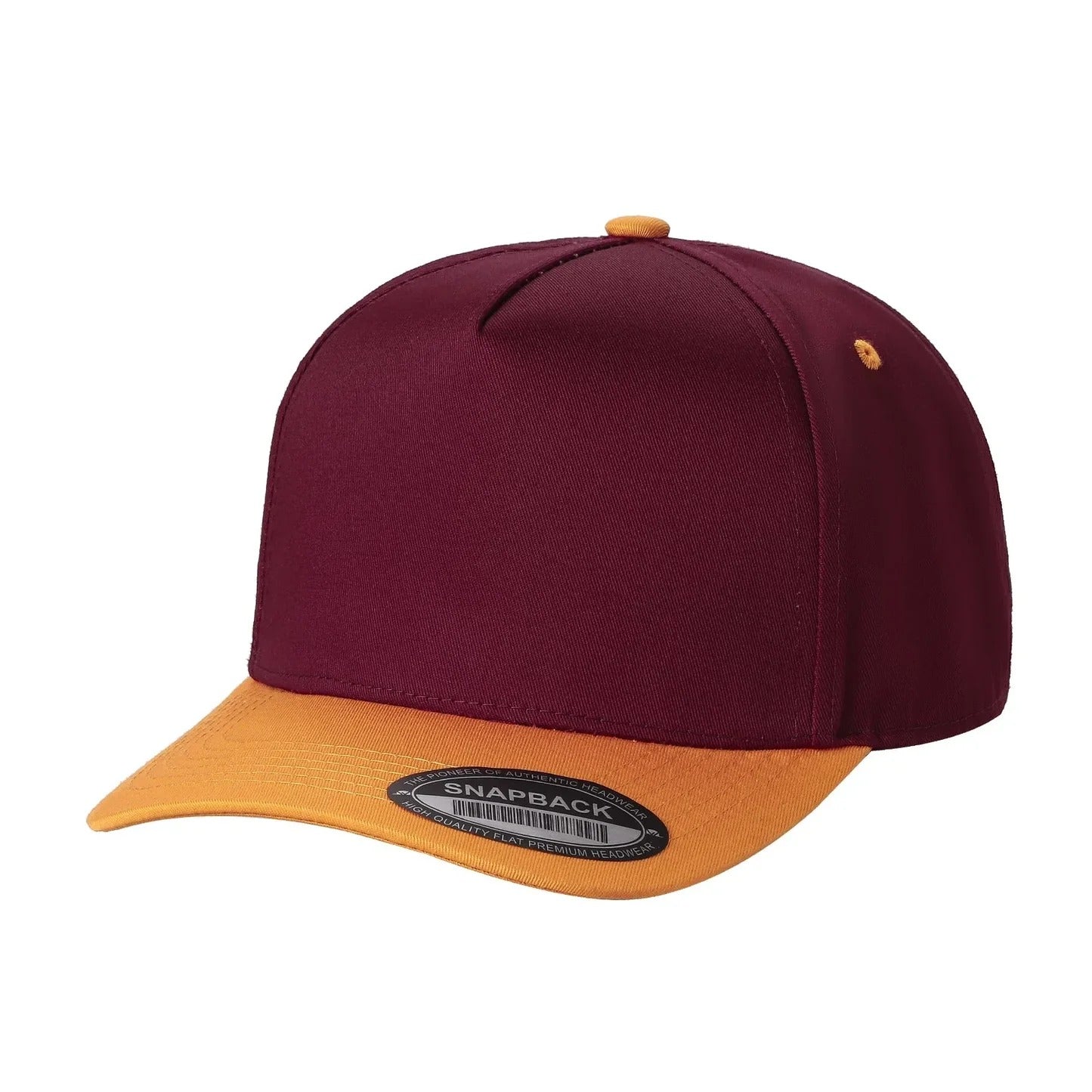 500 5 Panel Two-Tone Structured Snapback Cap Wine Gold
