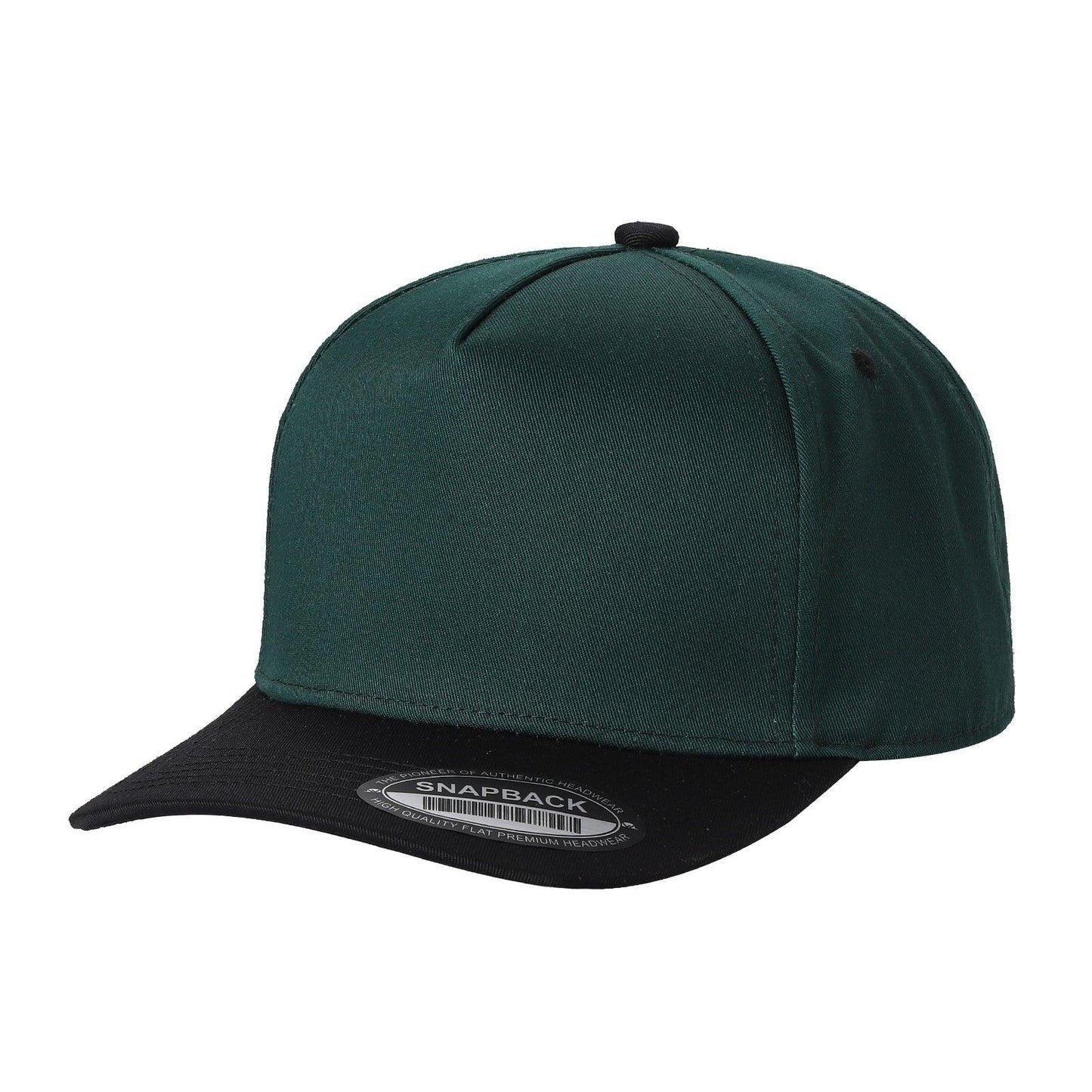 500 5 Panel Two-Tone Structured Snapback Cap Dark Green Black