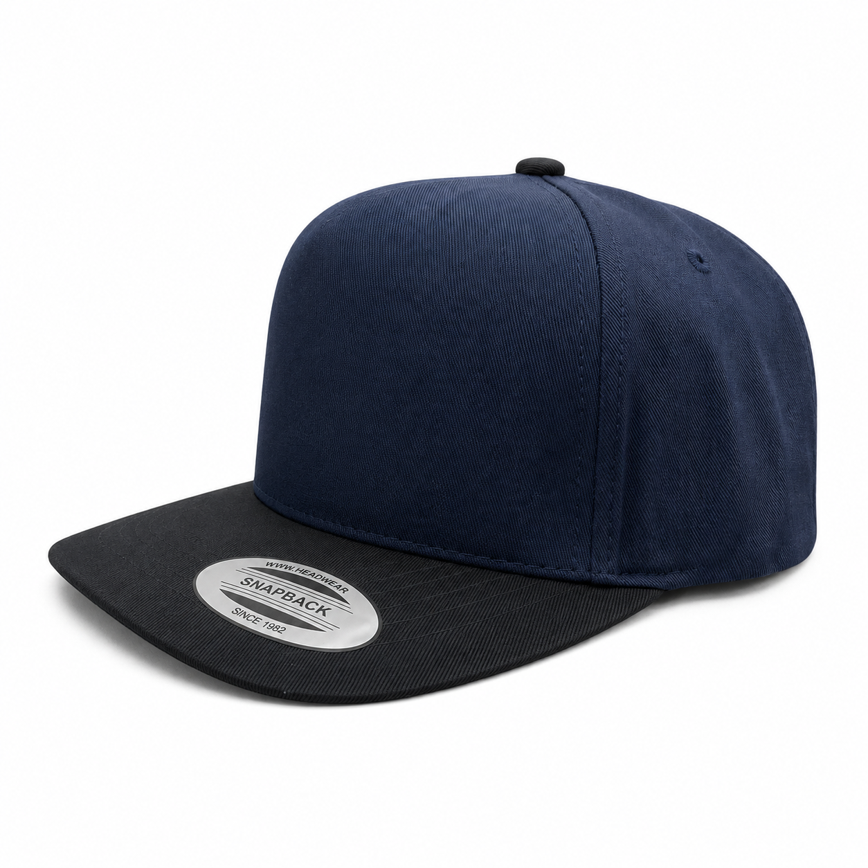 500 5 Panel Two-Tone Structured Snapback Cap Navy Black