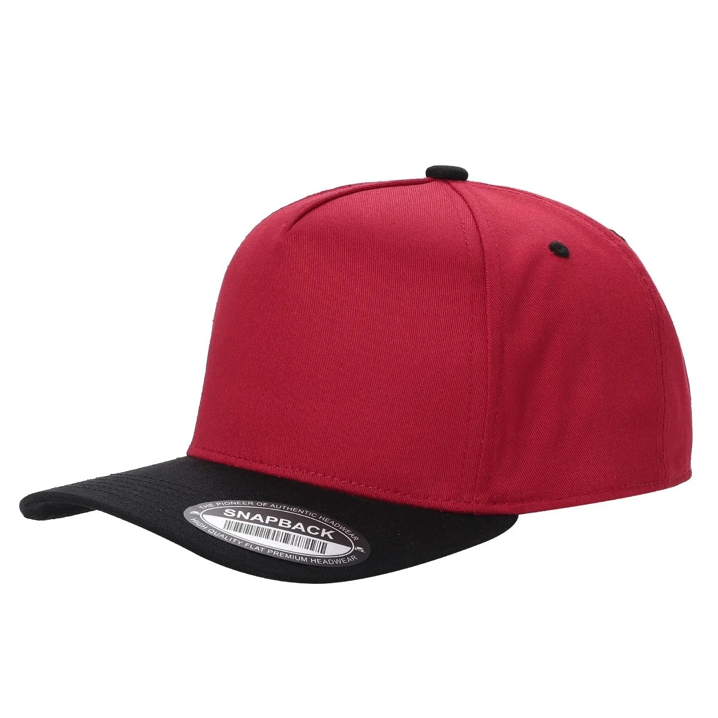 500 5 Panel Two-Tone Structured Snapback Cap Red Black