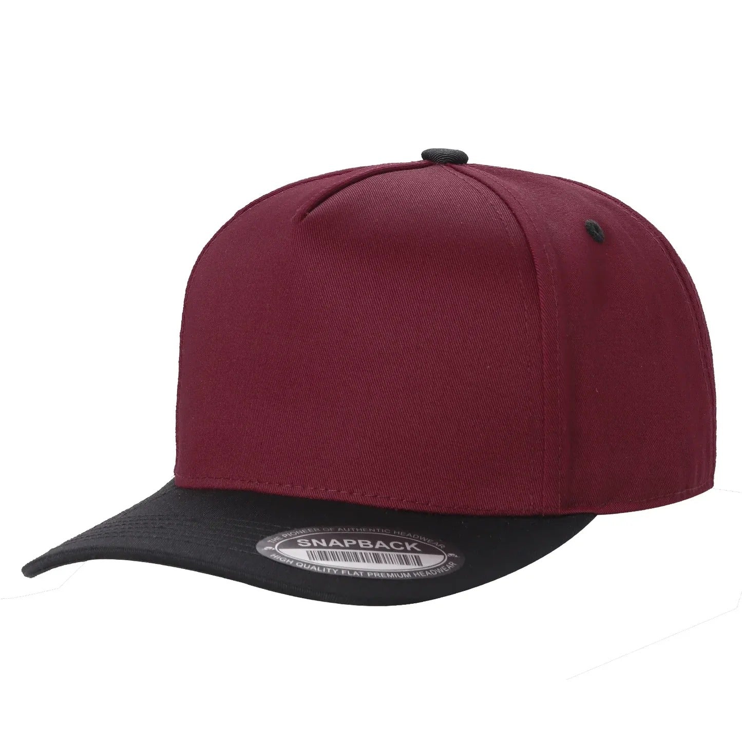 500 5 Panel Two-Tone Structured Snapback Cap Wine Black