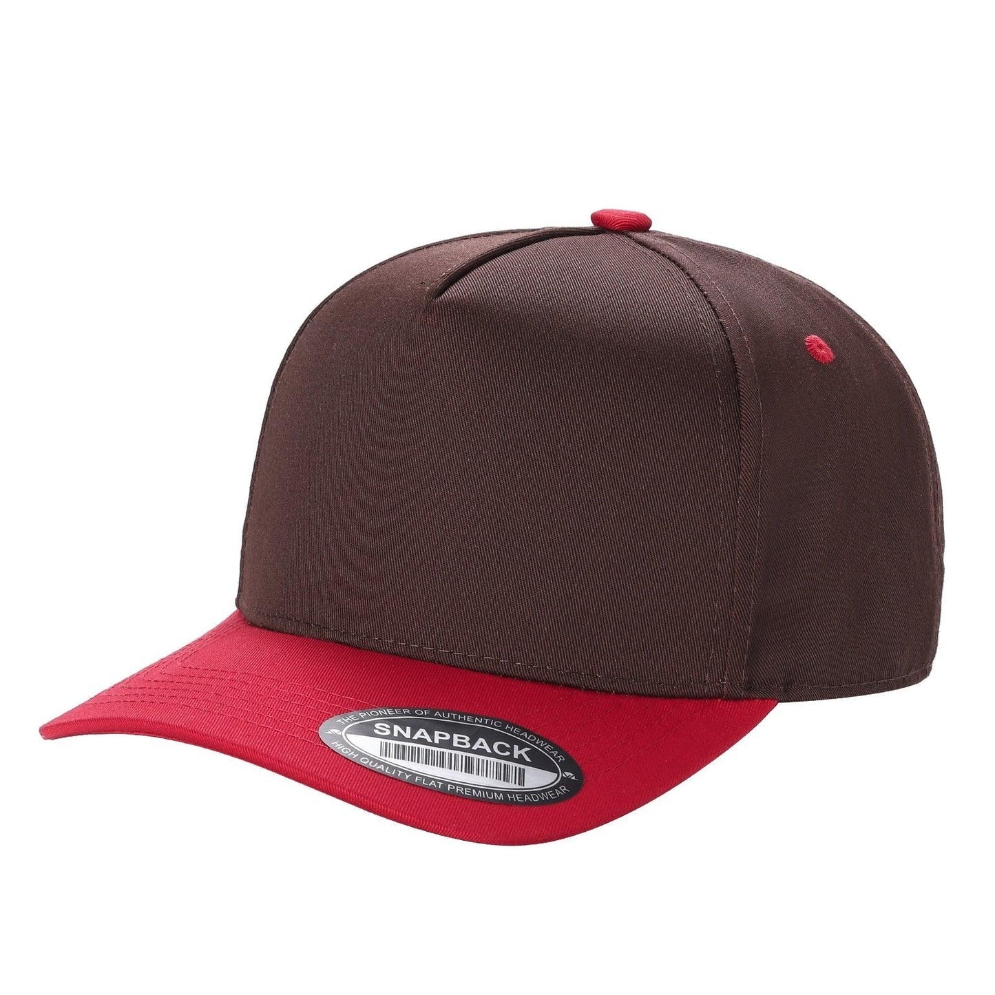 500 5 Panel Two-Tone Structured Snapback Cap Brown Red