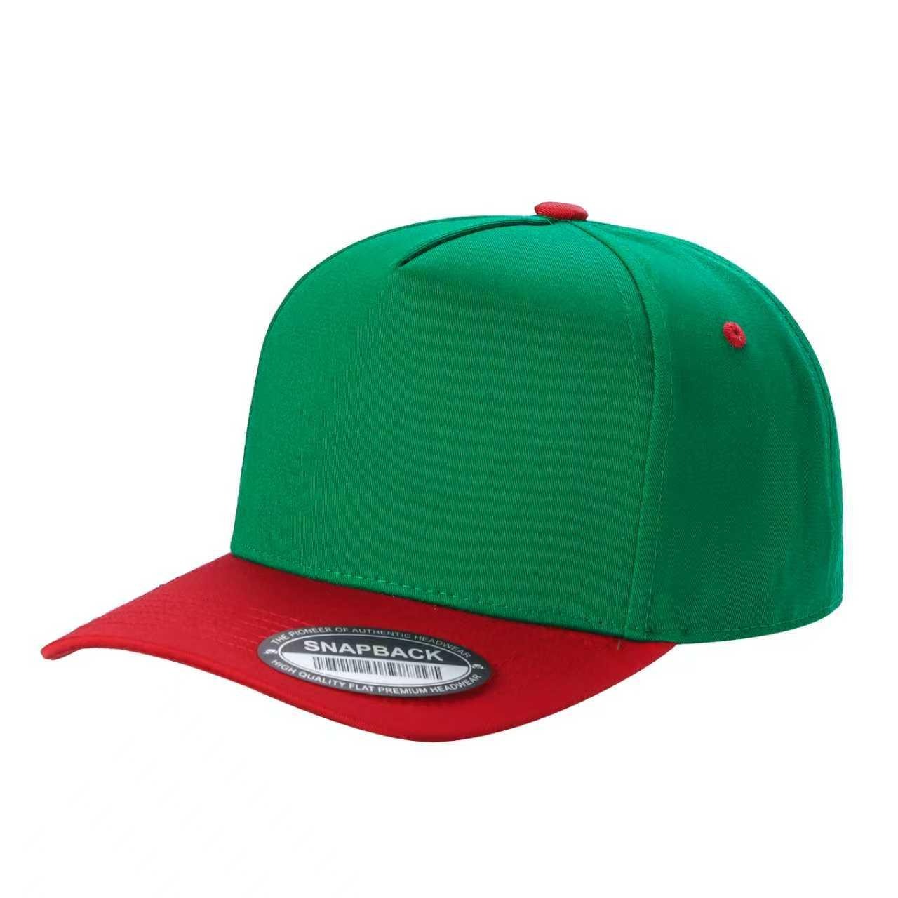 500 5 Panel Two-Tone Structured Snapback Cap Kelly Green Red