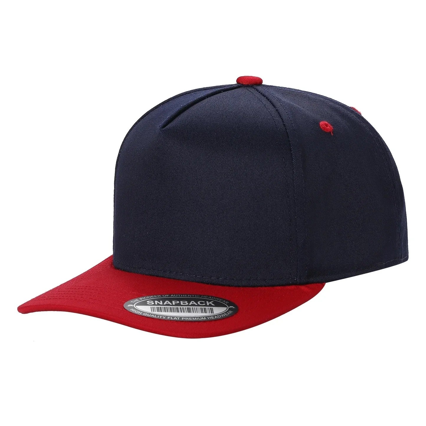 500 5 Panel Two-Tone Structured Snapback Cap Navy Red
