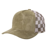 5 Panel Suede Cap with Checkered Mesh Snapback #502MC in KHAKI - Style 502MC | Pro Cap