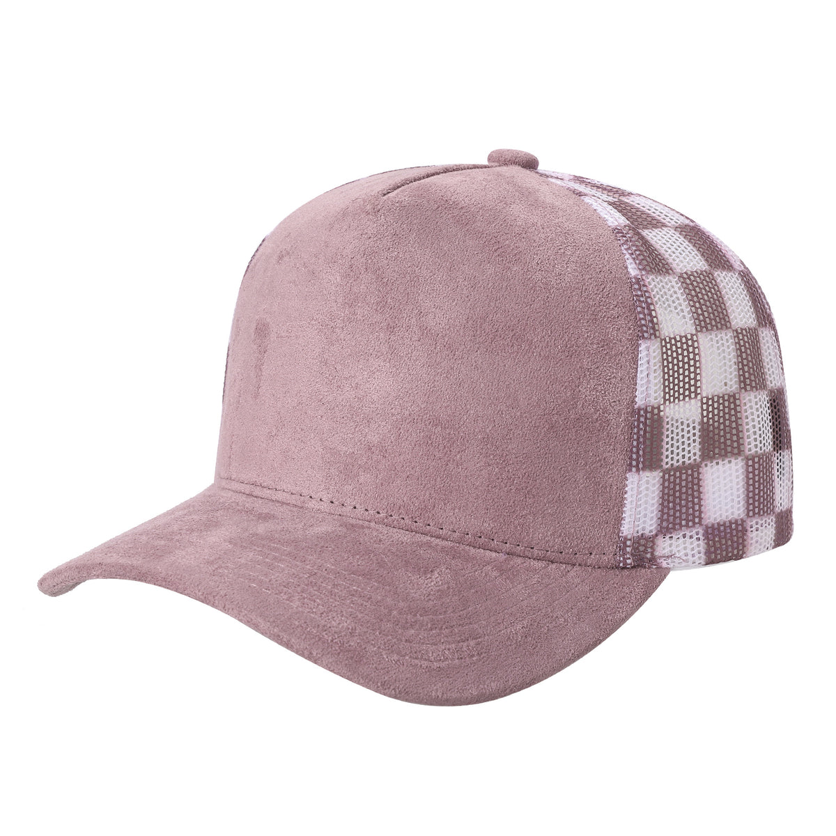 5 Panel Suede Cap with Checkered Mesh Snapback #502MC in MAUVE - Style 502MC | Pro Cap