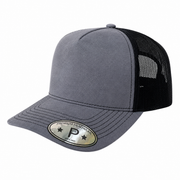 5 Panel Suede Front and Mesh Back Blank Snapback Cap #520 - Two Tone Grey Black wholesale blank hat