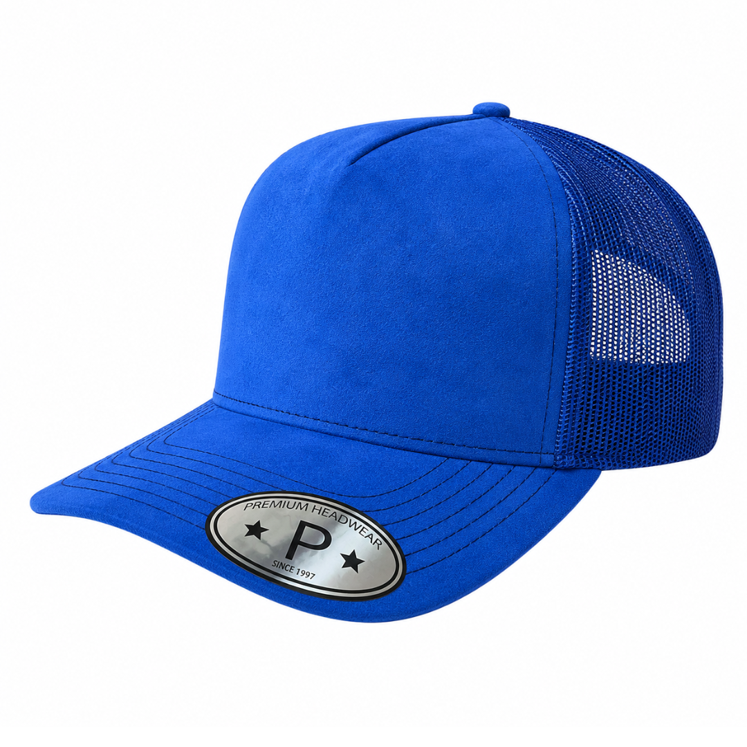 5 Panel Suede Front and Mesh Back Blank Snapback Cap #520 - Two Tone Olive Black wholesale blank hat