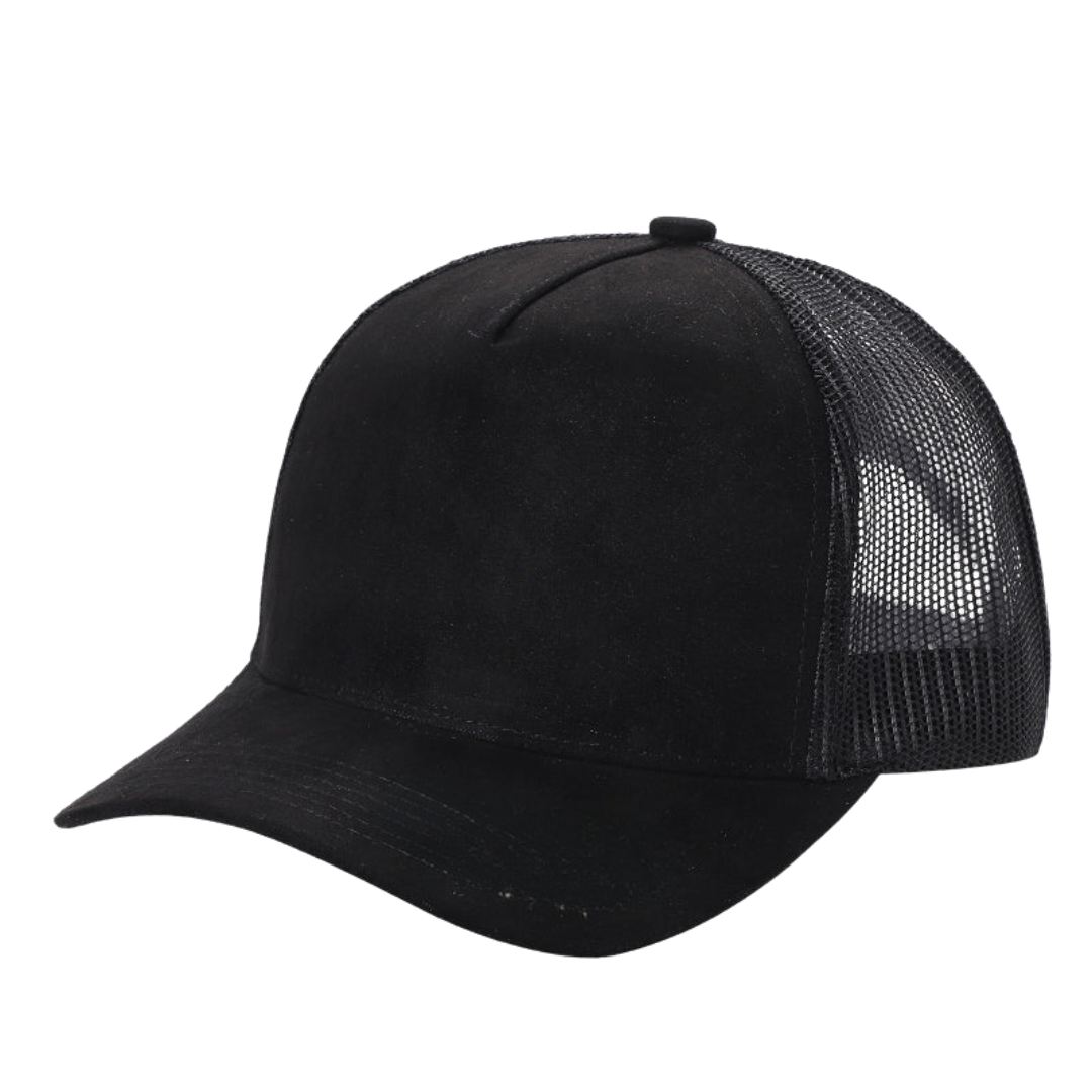 5 Panel Suede Front and Mesh Back Blank Snapback Cap #520 - Two Tone Red Black wholesale blank hat
