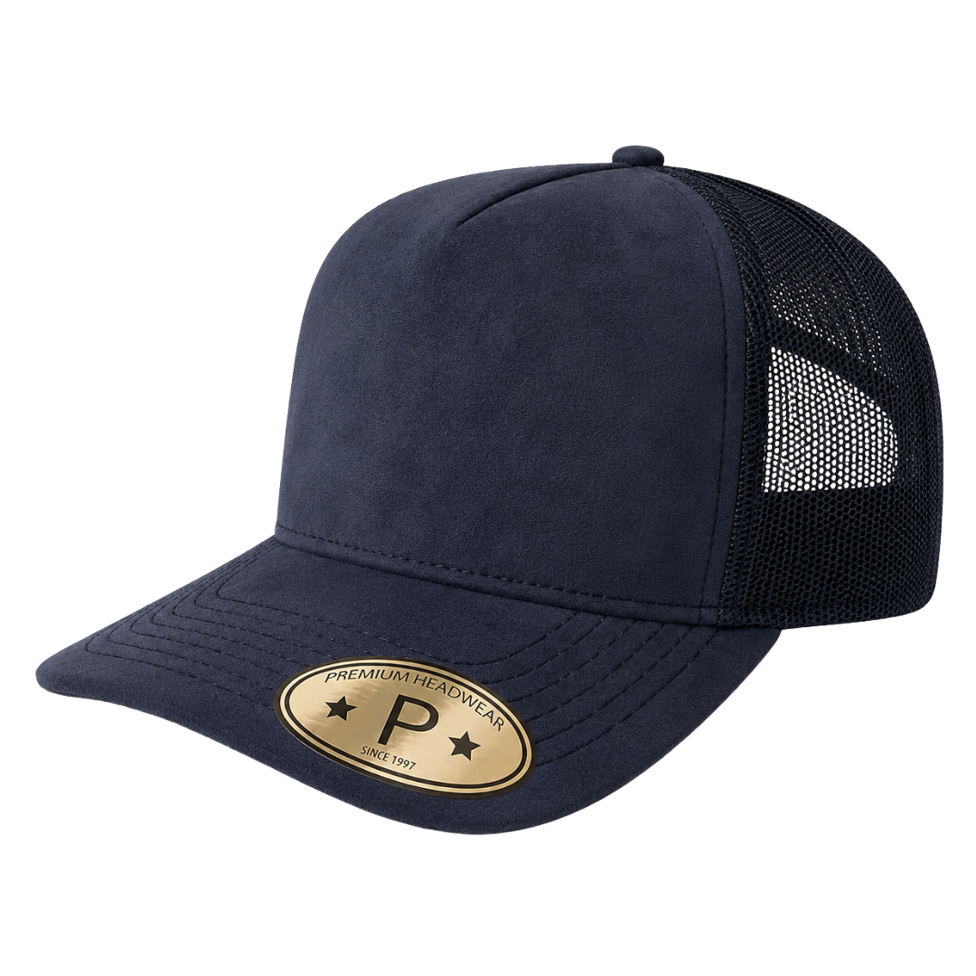 5 Panel Suede Front and Mesh Back Blank Snapback Cap #520 - Bright Royal wholesale blank hat