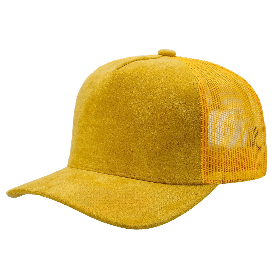 5 Panel Suede Front and Mesh Back Blank Snapback Cap #520 - Dark Navy wholesale blank hat