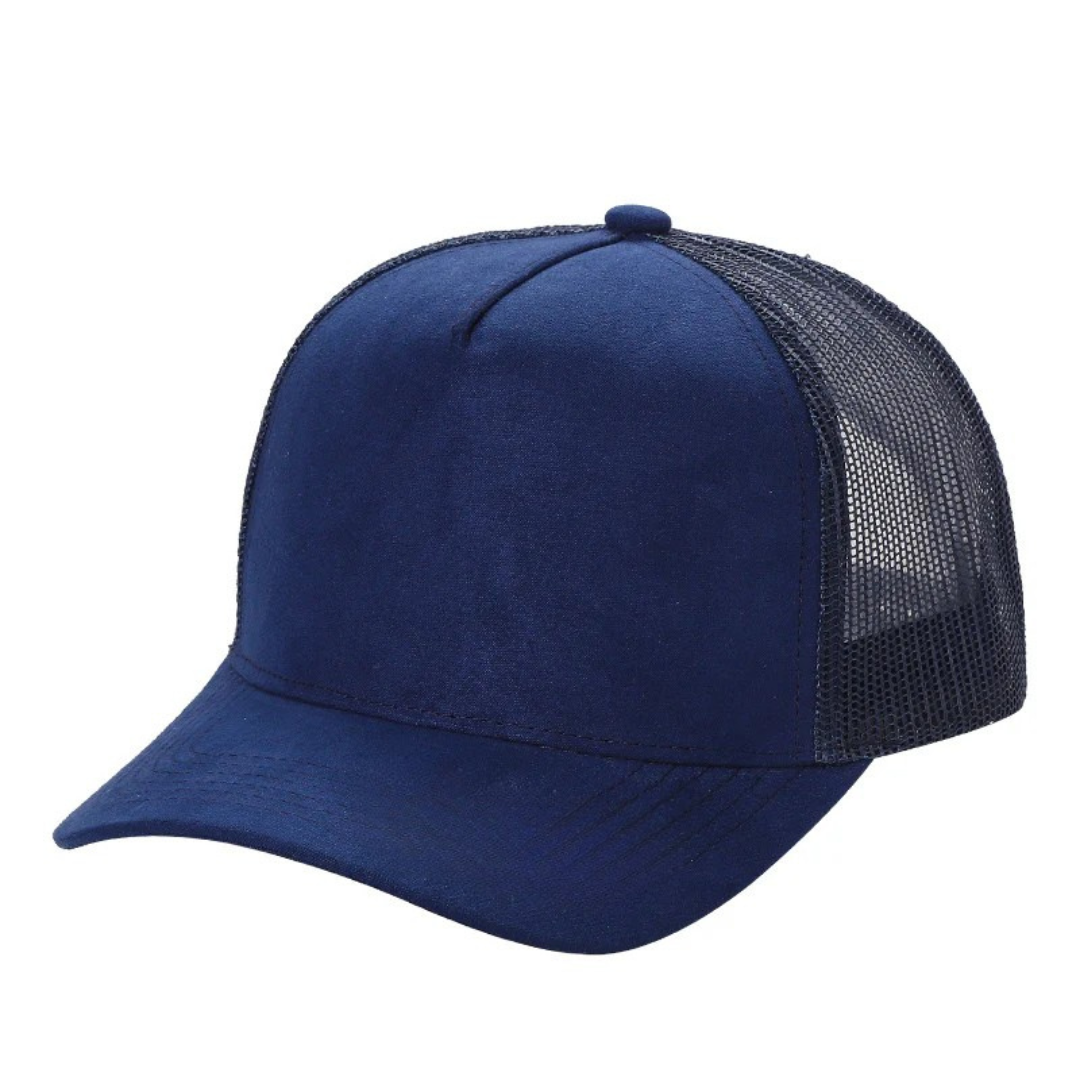 5 Panel Suede Front and Mesh Back Blank Snapback Cap #520 - Dark Pink wholesale blank hat