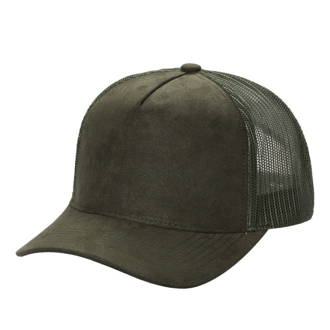 5 Panel Suede Front and Mesh Back Blank Snapback Cap #520 - Dark Pink wholesale blank hat