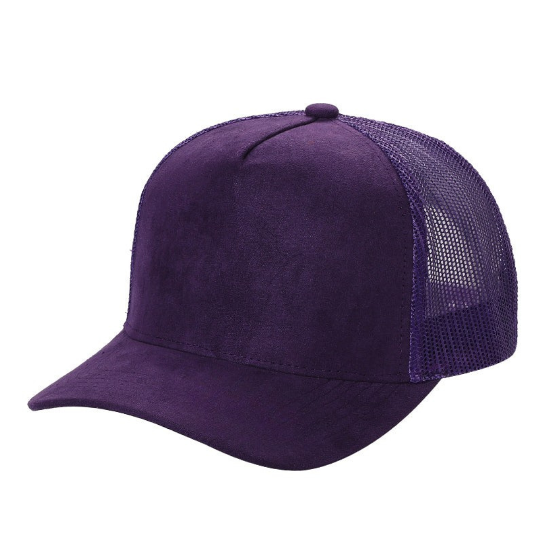 5 Panel Suede Front and Mesh Back Blank Snapback Cap #520 - Ivory wholesale blank hat