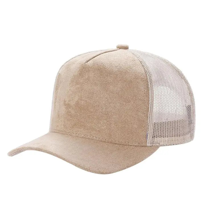 5 Panel Suede Front and Mesh Back Blank Snapback Cap #520 - Light Grey wholesale blank hat
