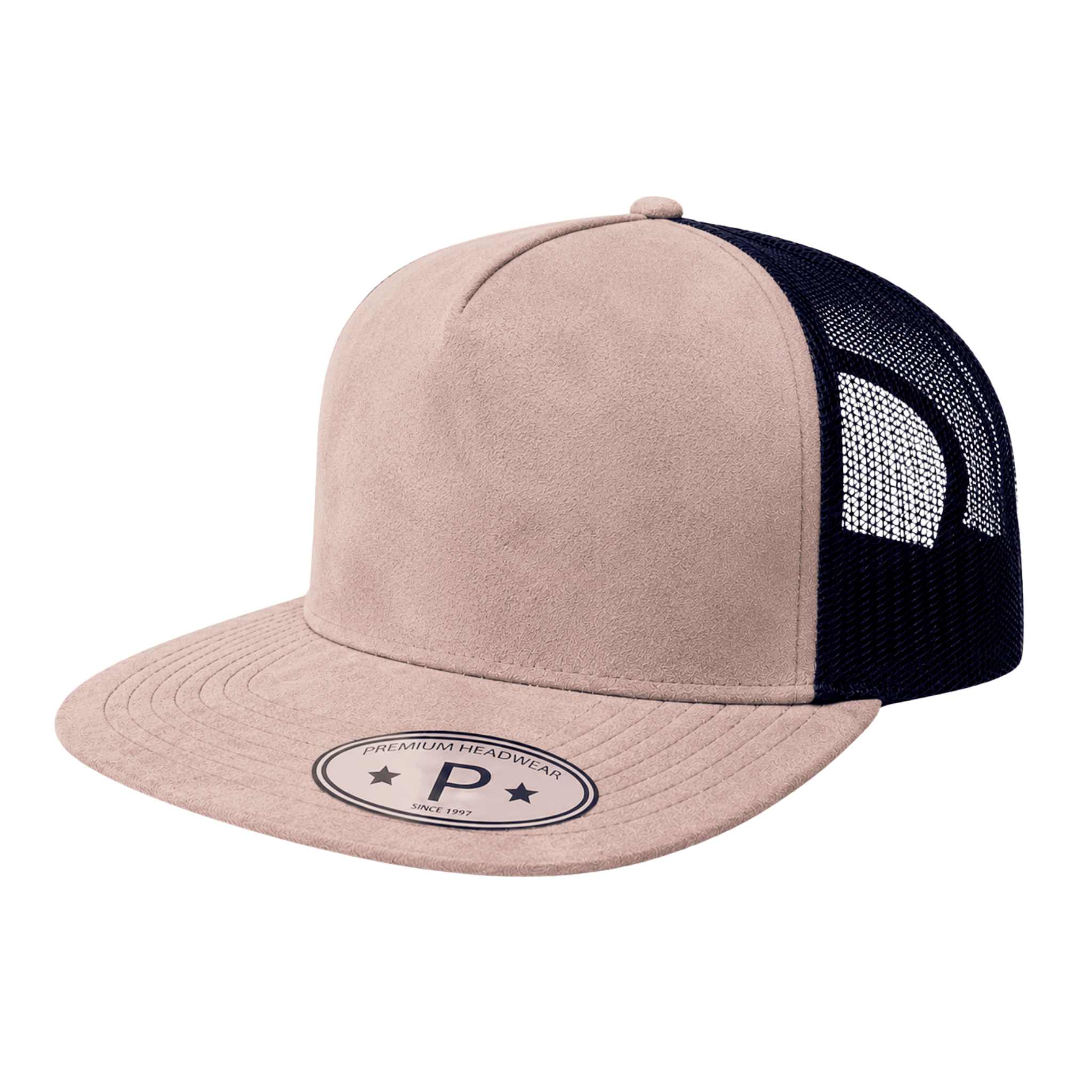 Procap #521 Mauve / Black suede front mesh back flat bill snapback cap - wholesale blank hat