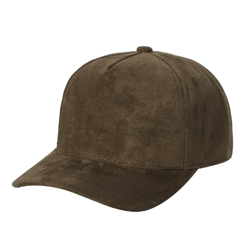 522 5 Panel Suede Snapback Cap Brown