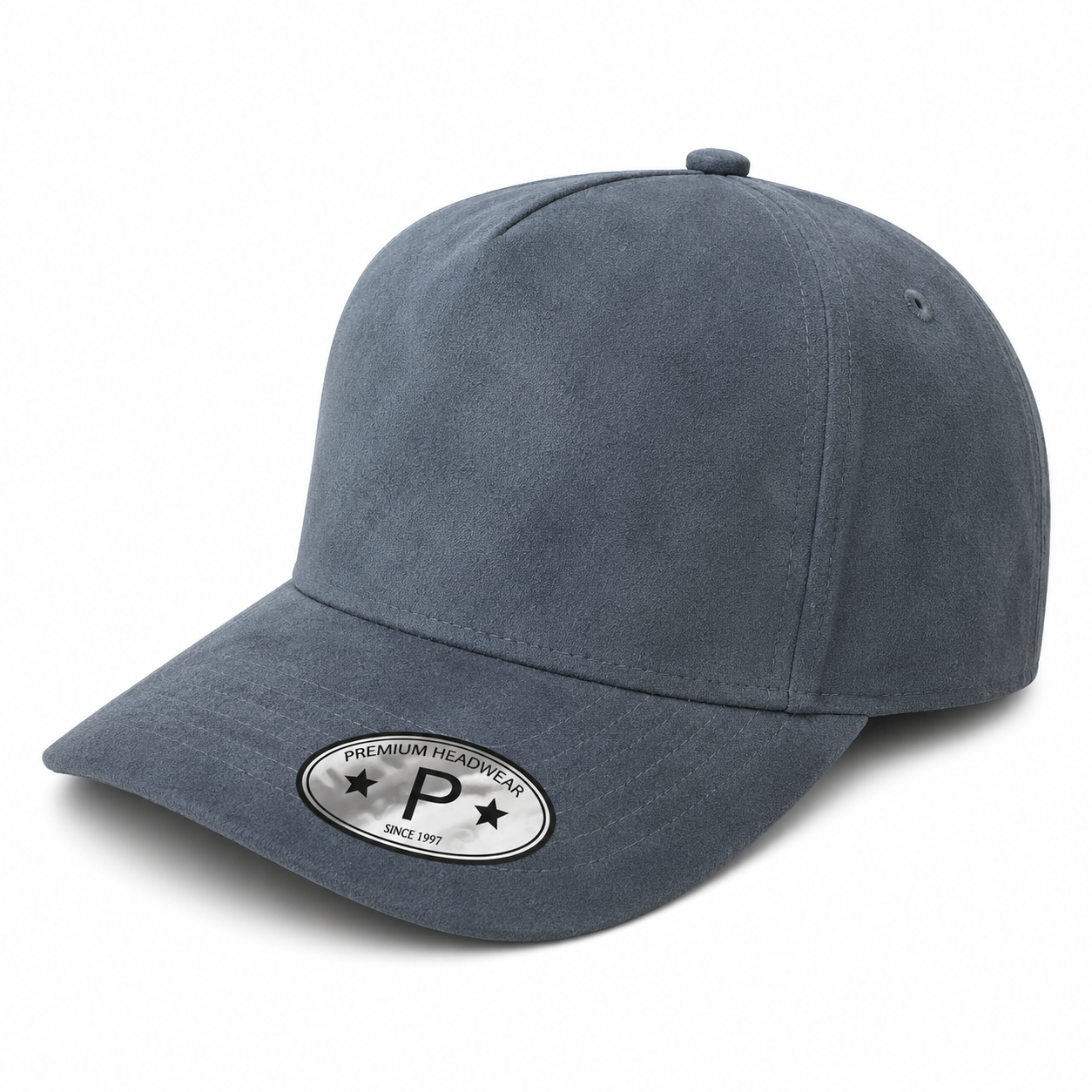 522 5 Panel Suede Snapback Cap Dark Grey