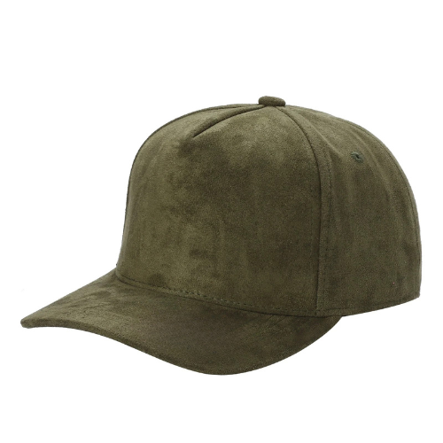 522 5 Panel Suede Snapback Cap Olive