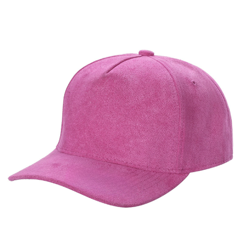 522 5 Panel Suede Snapback Cap Pink