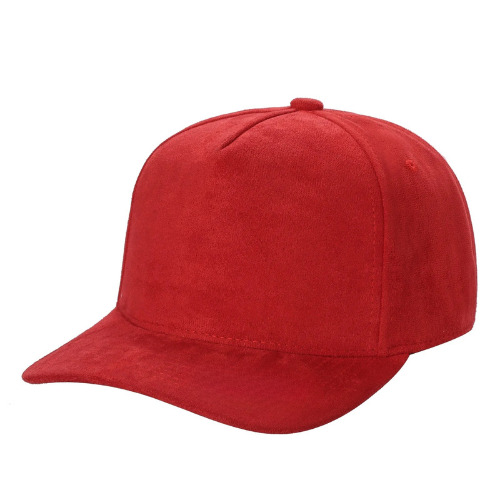 522 5 Panel Suede Snapback Cap Red