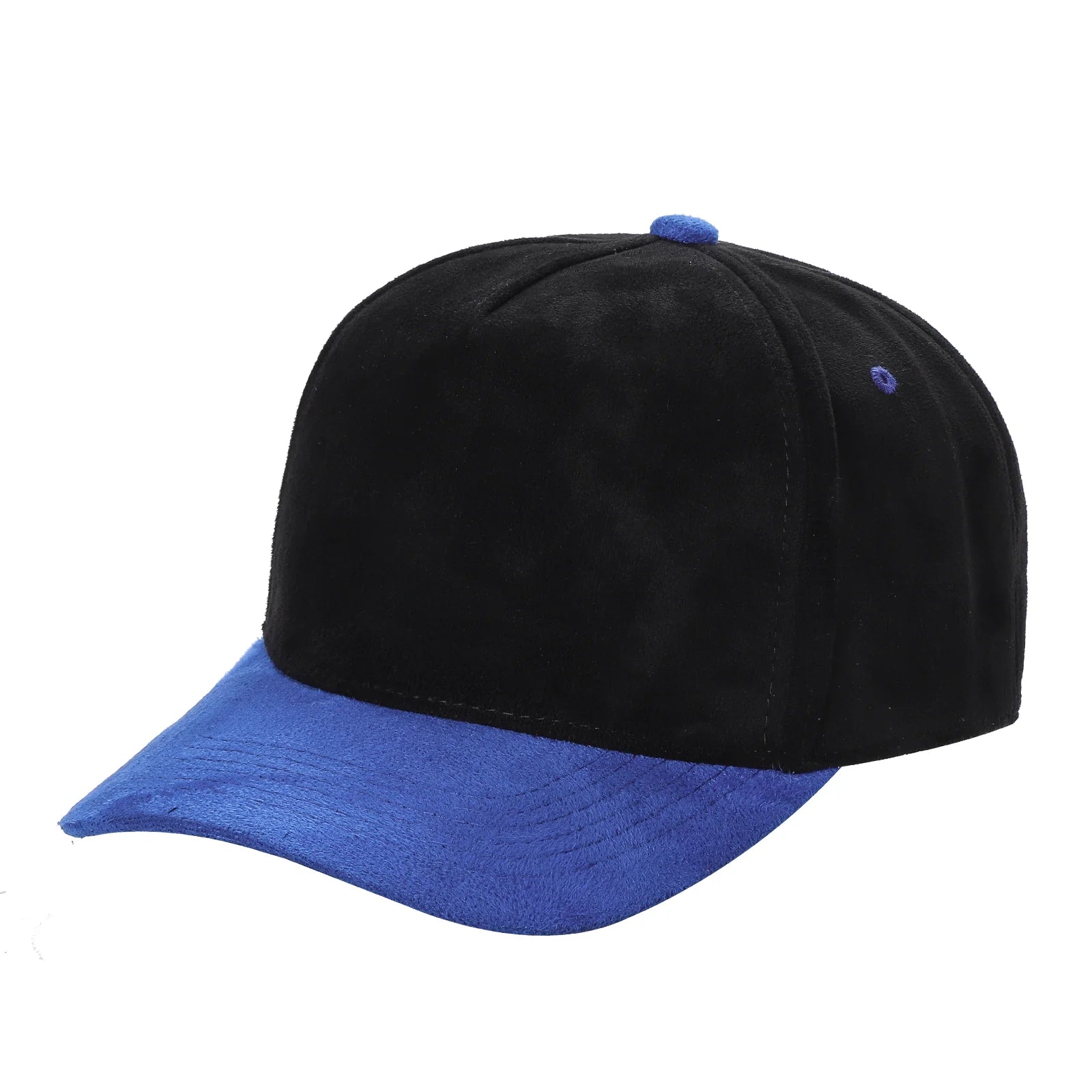 522 5 Panel Suede Snapback Cap Black Royal