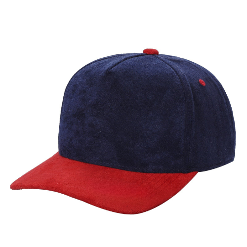522 5 Panel Suede Snapback Cap Navy Red