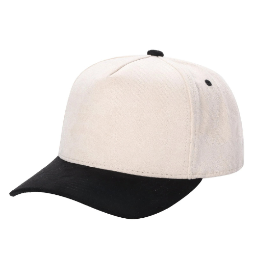 522 5 Panel Suede Snapback Cap Tan Black