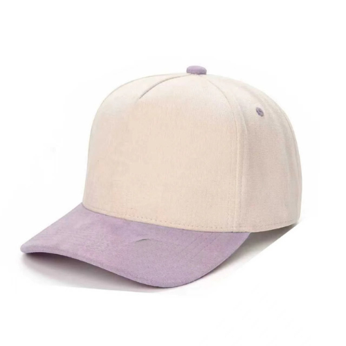522 5 Panel Suede Snapback Cap Tan Lavender