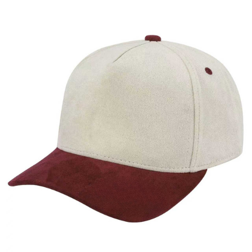 522 5 Panel Suede Snapback Cap Tan Wine