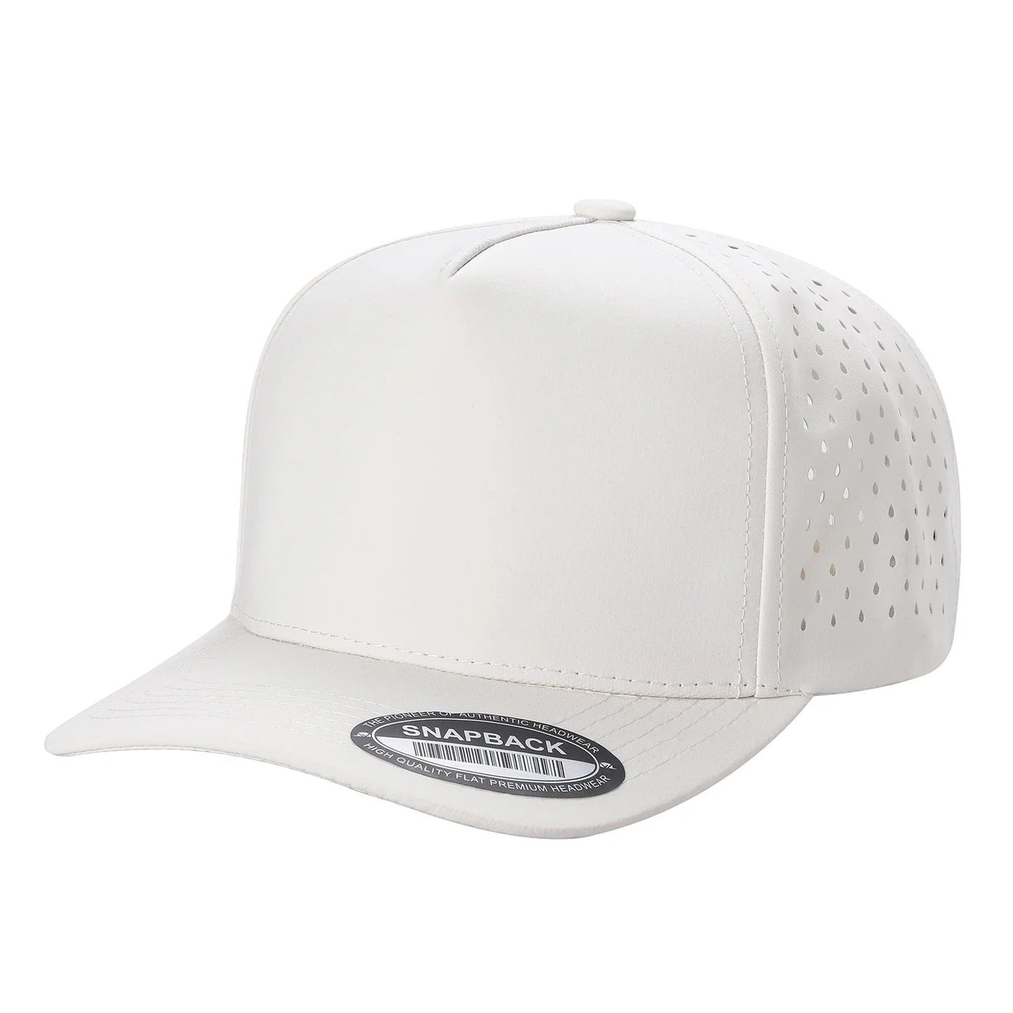 530 5 Panel Laser Perforated Snapback Cap Cream