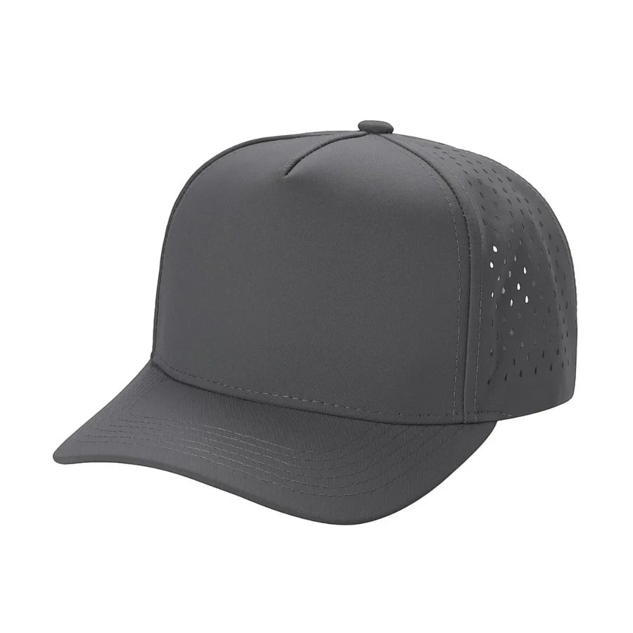 530 5 Panel Laser Perforated Snapback Cap Dark Grey