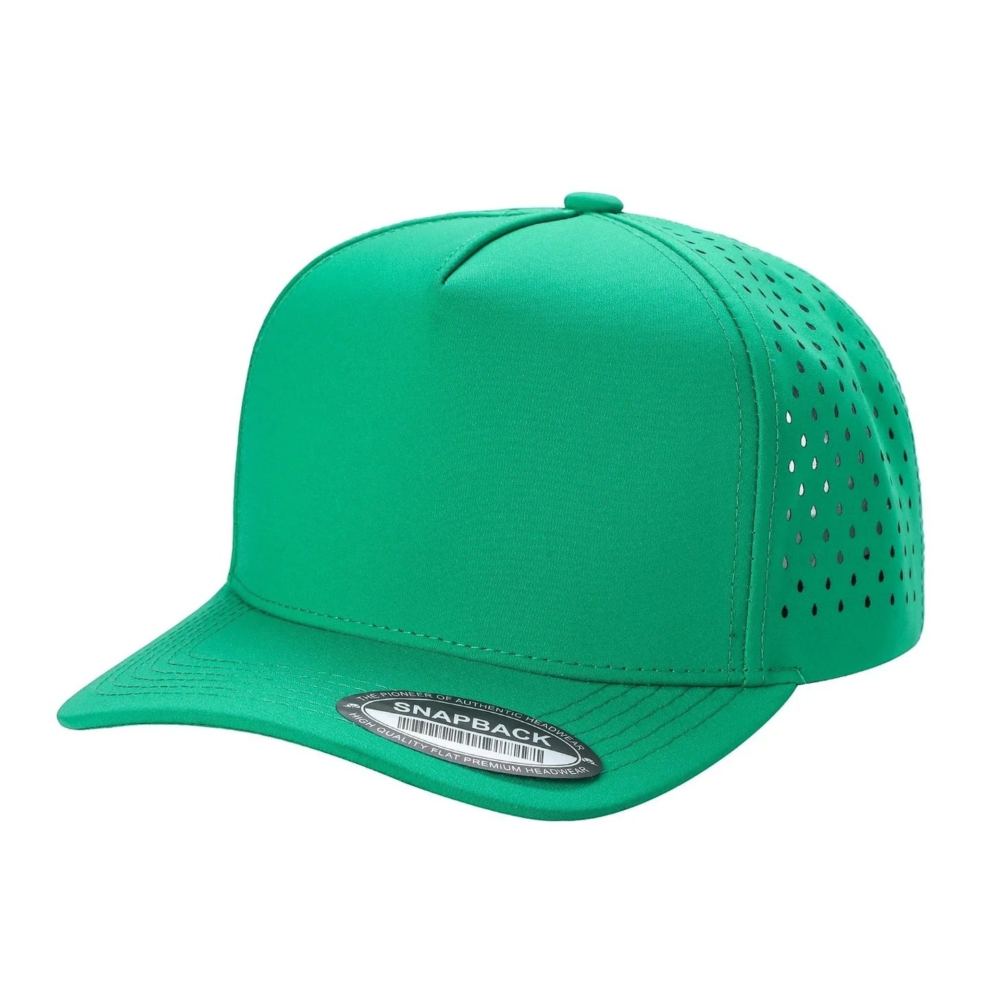 530 5 Panel Laser Perforated Snapback Cap Kelly Green
