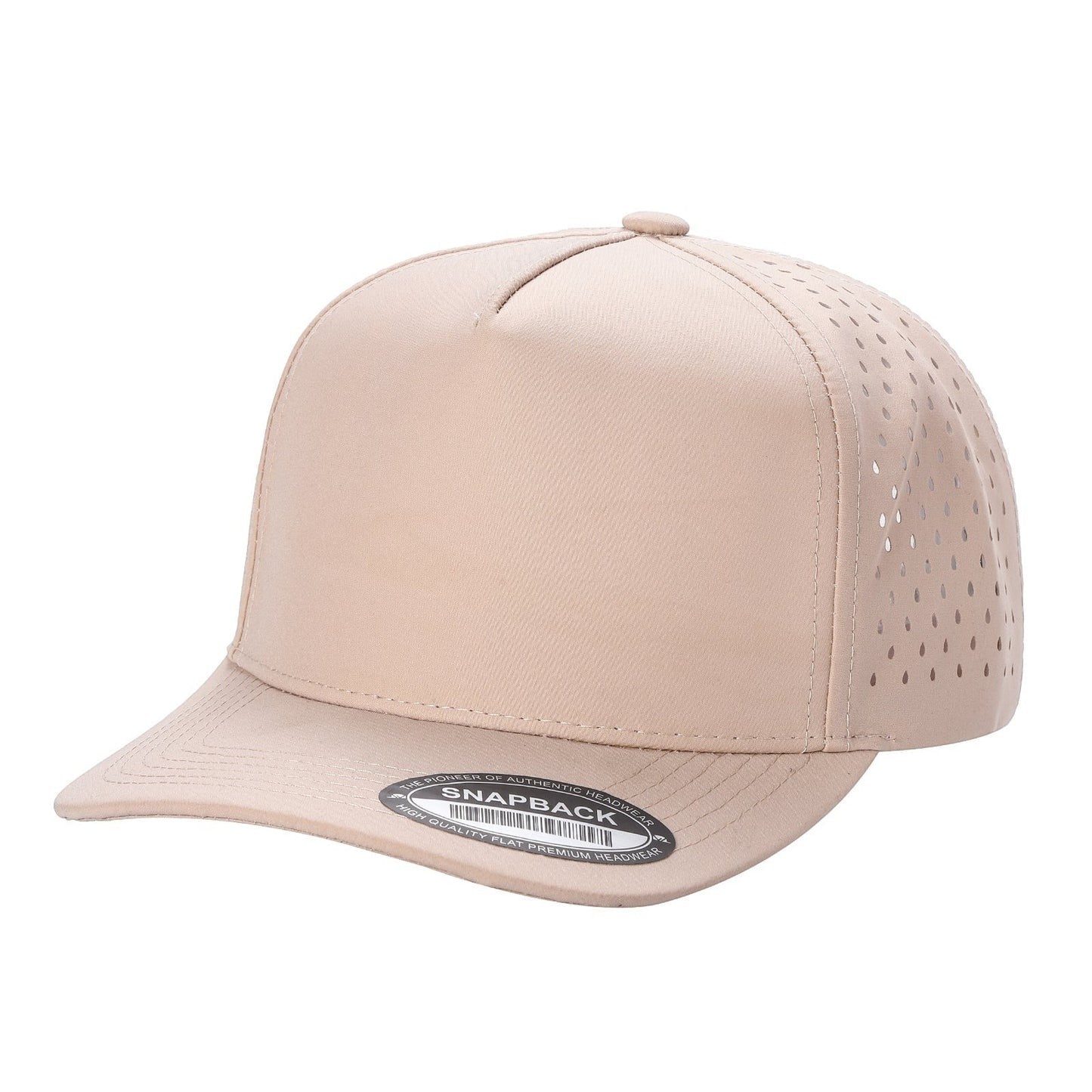 530 5 Panel Laser Perforated Snapback Cap Khaki