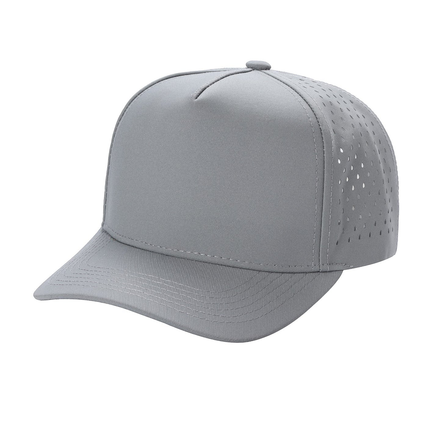 530 5 Panel Laser Perforated Snapback Cap Light Grey