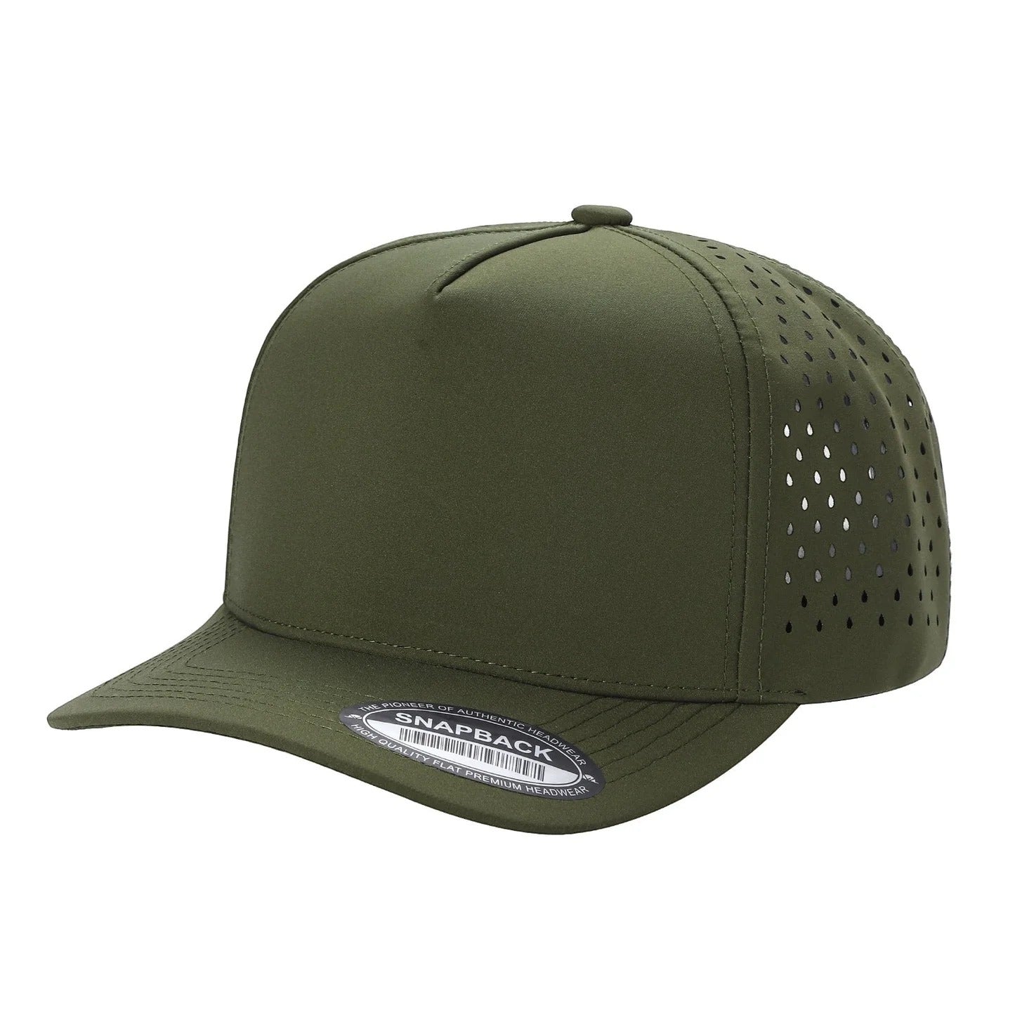 530 5 Panel Laser Perforated Snapback Cap Olive