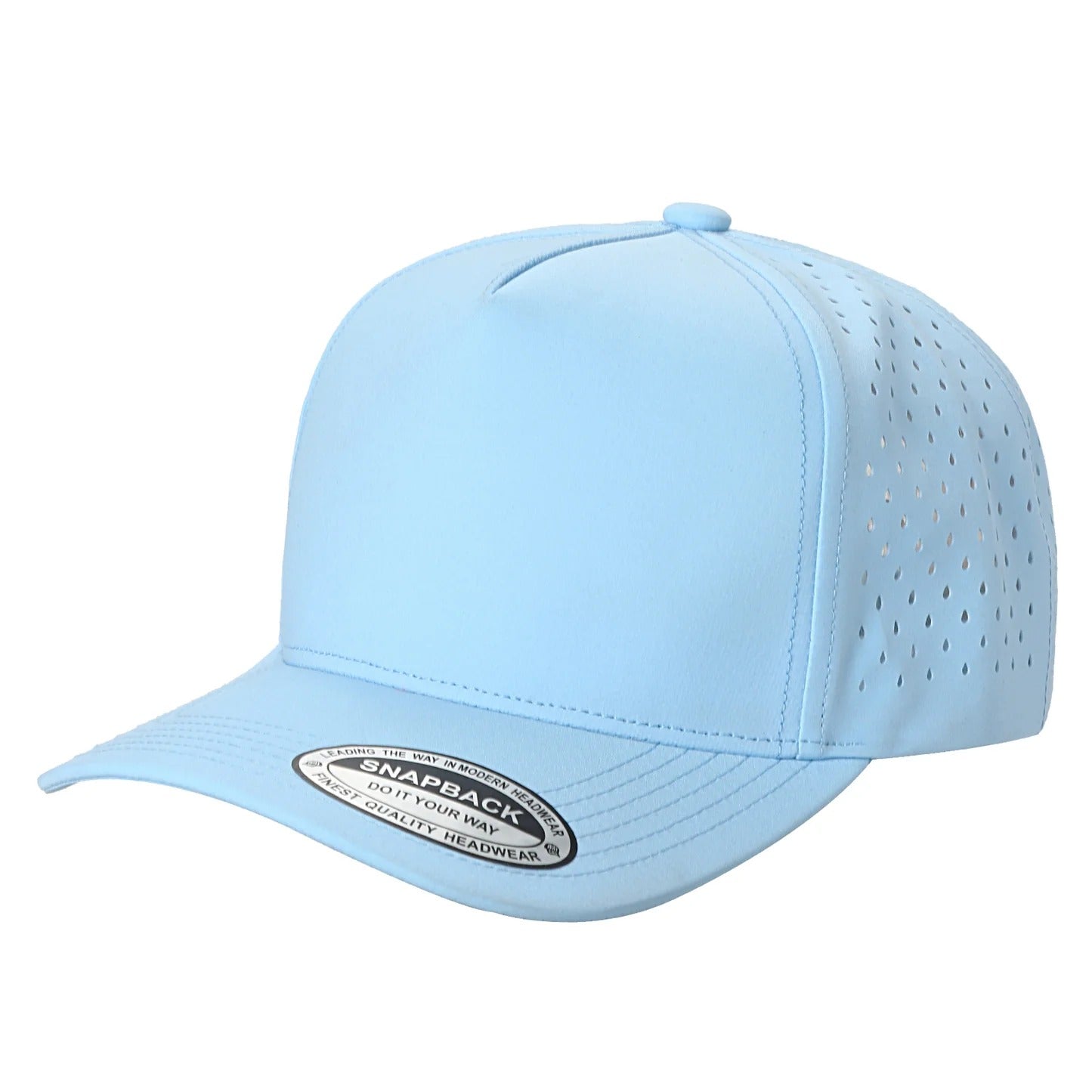 530 5 Panel Laser Perforated Snapback Cap Sky