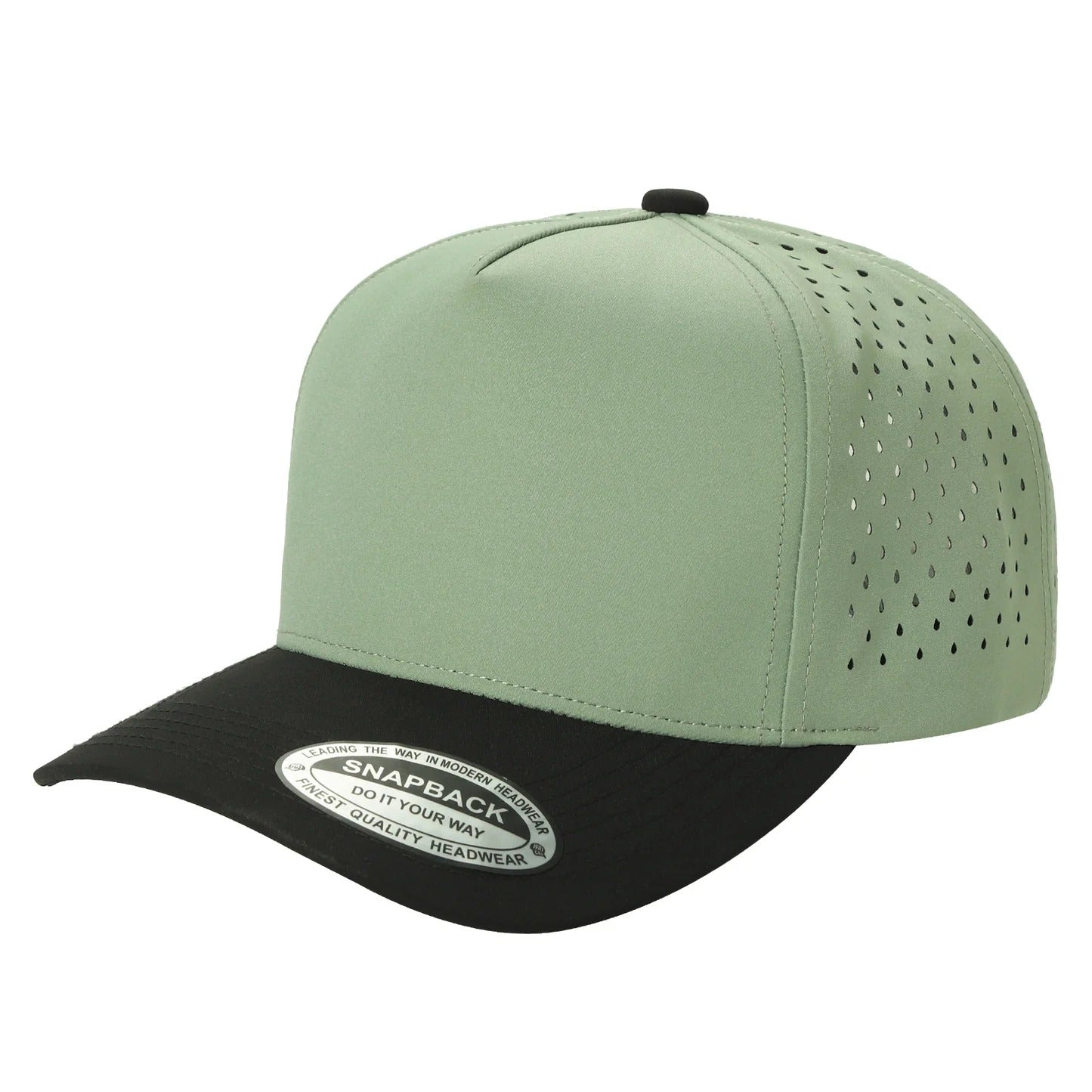 530 5 Panel Laser Perforated Snapback Cap Sage Black