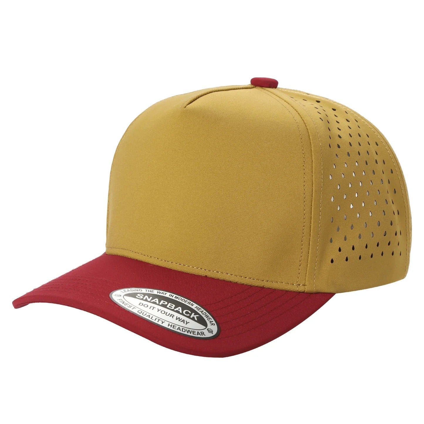 530 5 Panel Laser Perforated Snapback Cap Mustard Brick