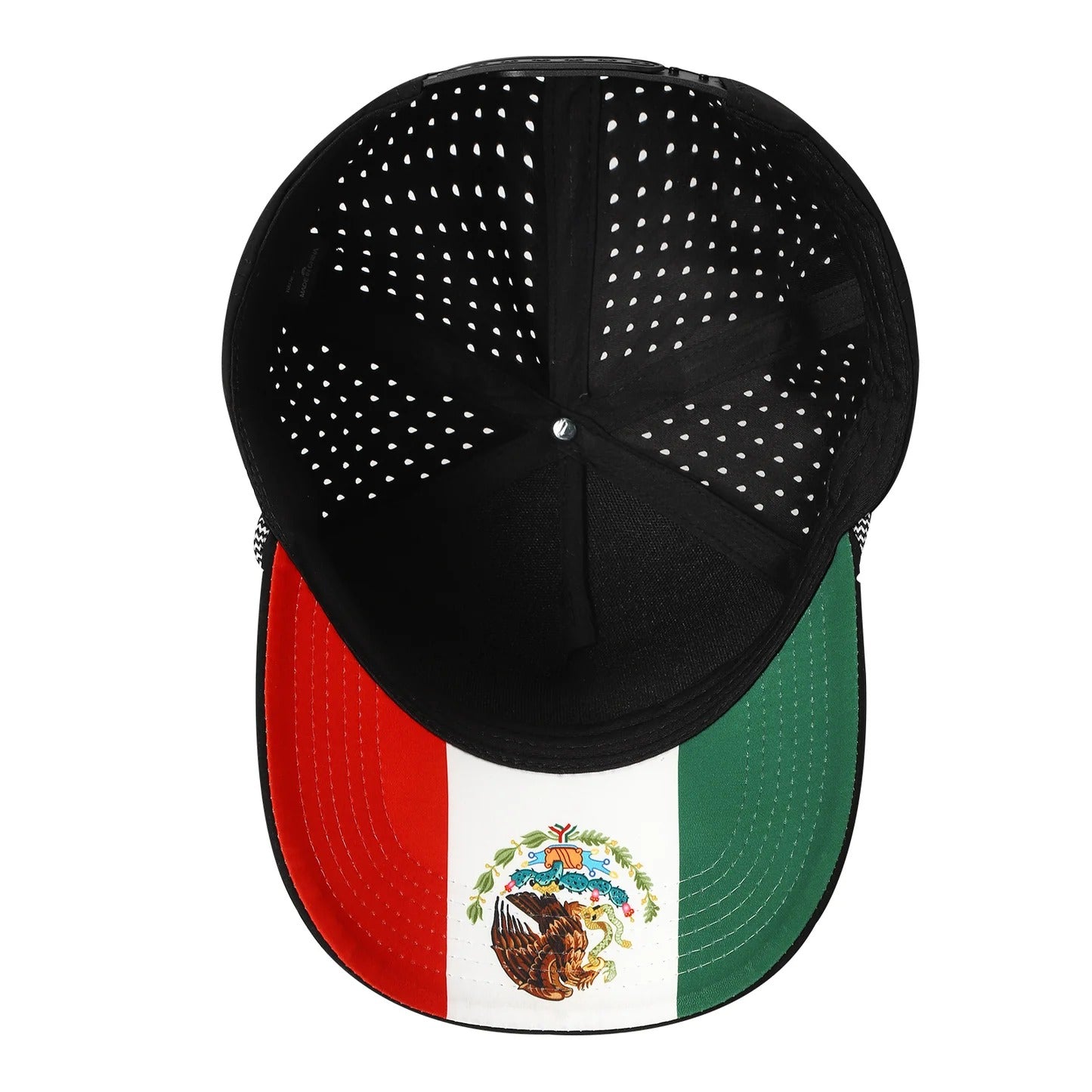 530 5 Panel Laser Perforated Snapback Cap Mesh Black Mexico