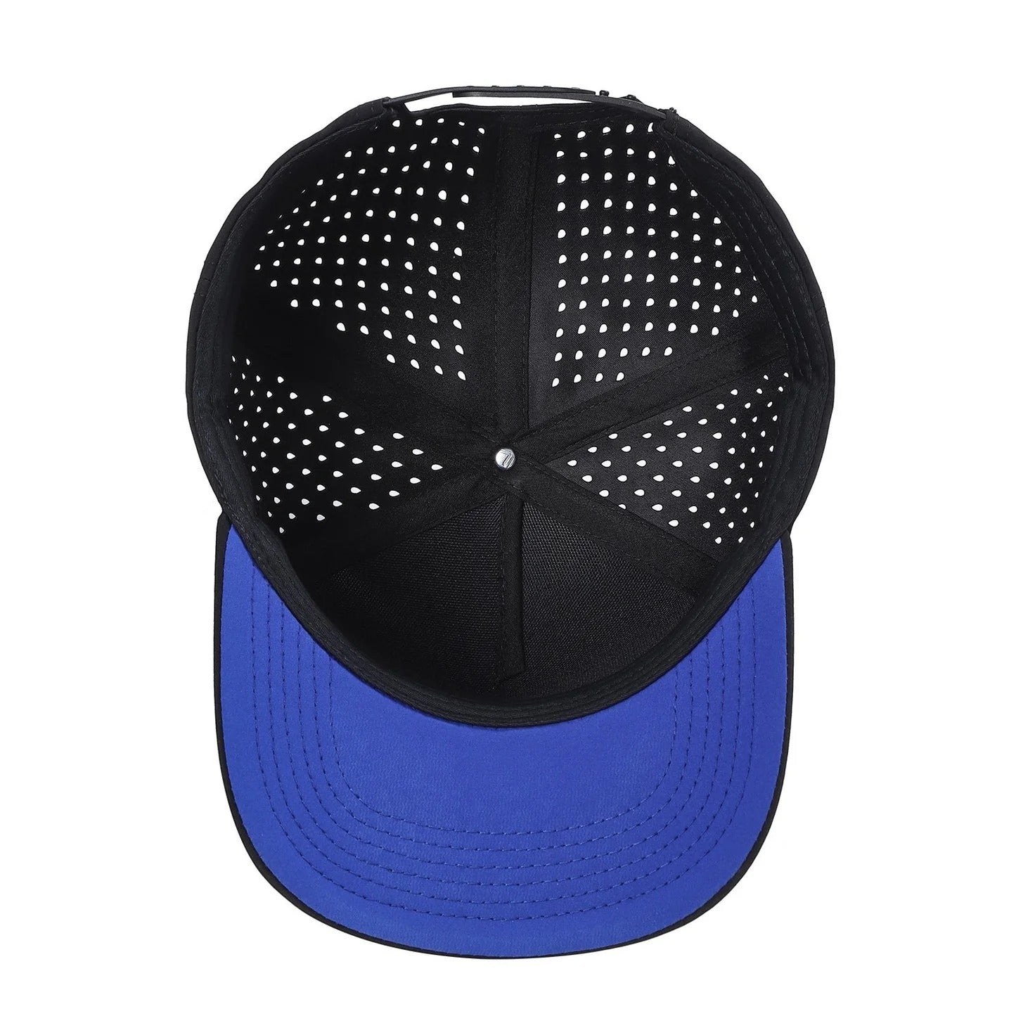 530 5 Panel Laser Perforated Snapback Cap Mesh Black Royal