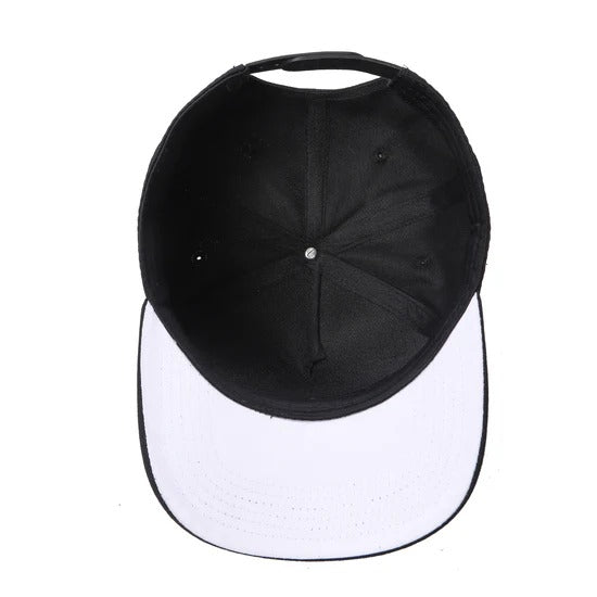 530 5 Panel Laser Perforated Snapback Cap Mesh Black White