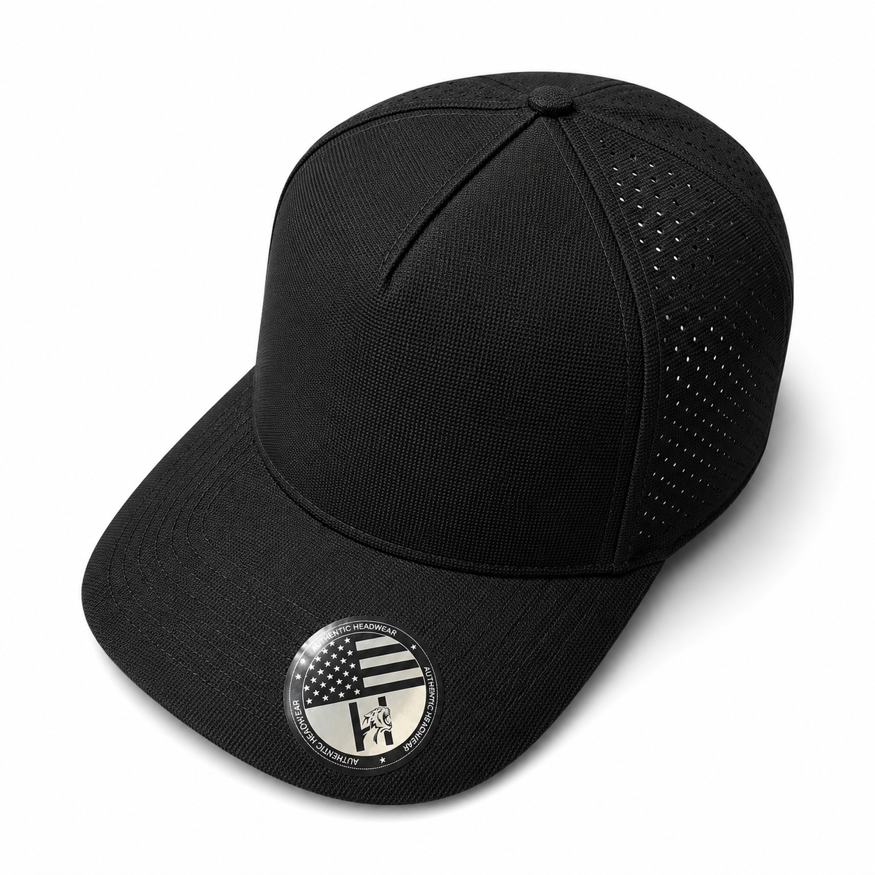 Black 533L wholesale 5 panel laser perforated adjustable blank snapback cap