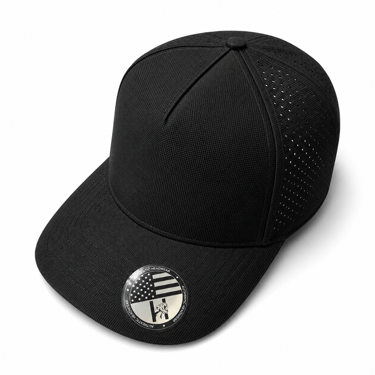 Black 533L wholesale 5 panel laser perforated adjustable blank snapback cap